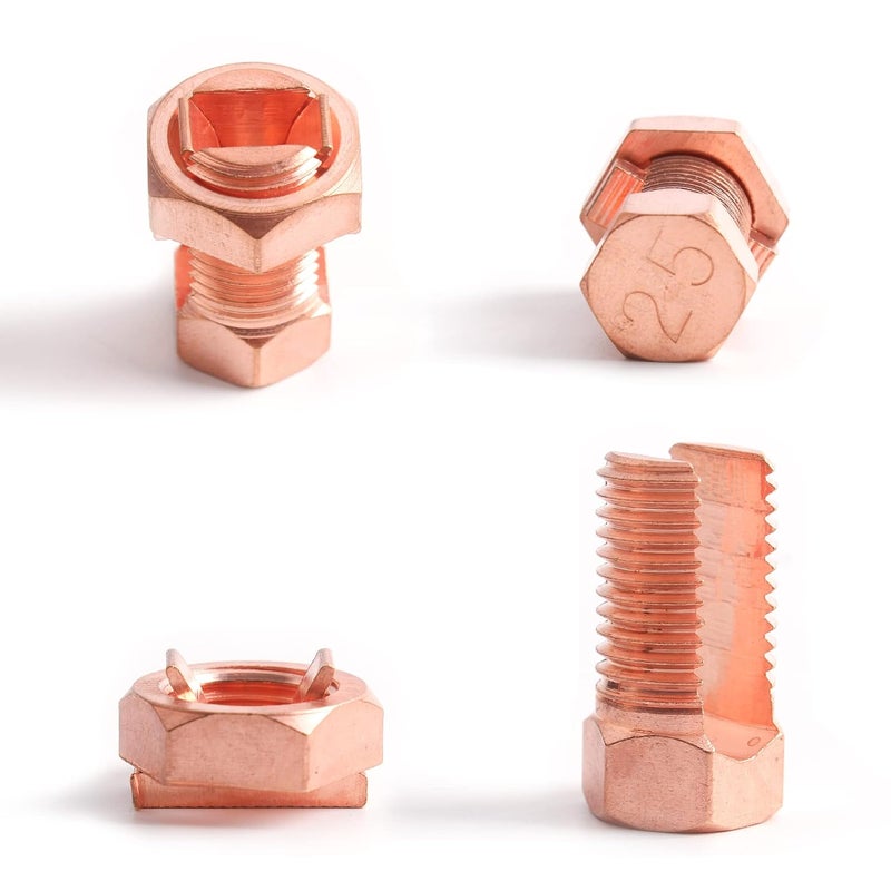 EVARSOL 4PCS Split Bolt Connector Copper Grounding Clamps for Completing Ground Bonding to Bare Wires TJ-25 - Image 2